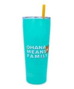 Silver Buffalo Disney Lilo & Stitch Ohana 22oz Stainless Steel Tumbler w/ Straw