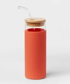 16.9oz Glass Tumbler with Straw & Silicone Sleeve - Threshold™ Asparagus -Water Bottles Sales unnamed file 1124