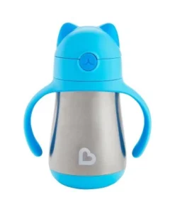 Munchkin Cool Cat Stainless Steel Straw Cup - 8oz Blue -Water Bottles Sales unnamed file 1154