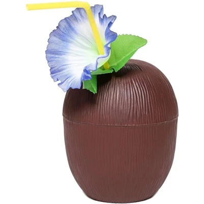12-Pack Juvale Coconut Cups with Straws & Hawaiian Hibiscus Flower Decorate, 16oz Food Grade PVC Cup, Ideal for Tropical Luau Party Supplies 9 12-Pack Juvale Coconut Cups with Straws & Hawaiian Hibiscus Flower Decorate, 16oz Food Grade PVC Cup, Ideal for Tropical Luau Party Supplies - Image 7