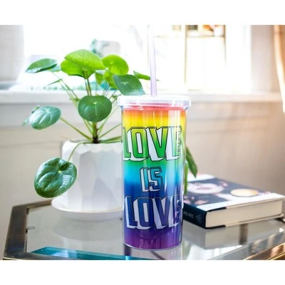 Silver Buffalo Love is Love Rainbow Carnival Cup With Glitter Lid And Straw | Holds 20 Ounces 7 Silver Buffalo Love is Love Rainbow Carnival Cup With Glitter Lid And Straw | Holds 20 Ounces - Image 5