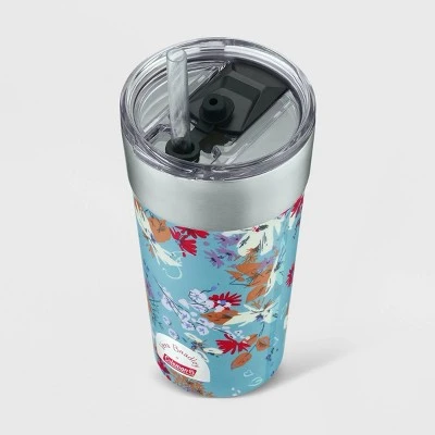 Vera Bradley + Coleman 20oz Brew Stainless Steel Vacuum Insulated Tumbler - Wildflowers Blue 4 Vera Bradley + Coleman 20oz Brew Stainless Steel Vacuum Insulated Tumbler - Wildflowers Blue - Image 2