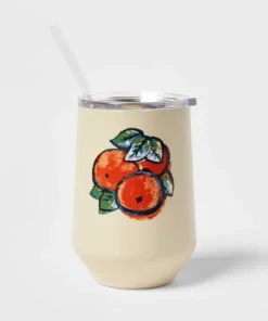 Threshold 12oz Stainess Steel Wine Tumbler with Slide Lid & Straw Orange Branch -Water Bottles Sales unnamed file 1278
