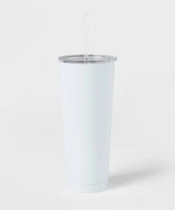 Room Essentials 25oz Double Walled Stainless Steel Vacuum Tumbler with Silicone Lid & Straw White -Water Bottles Sales unnamed file 1301