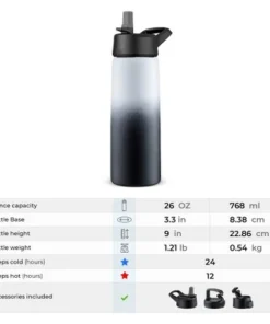 OSTO Stainless Steel Sports Water Bottle; 26 Oz. Triple Insulated Water Bottle Hot ‘n Cold Including 3 Leakproof Lids -Water Bottles Sales unnamed file 1351