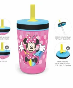 Zak Designs Disney 15 ounce Plastic Tumbler with Lid and Straw, Minnie Mouse, 2-piece set -Water Bottles Sales unnamed file 1397