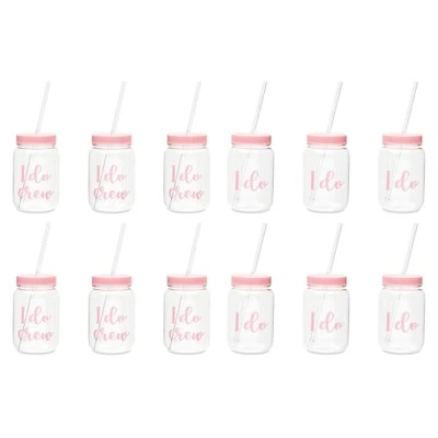 Blue Panda I Do Crew Plastic Mason Jars for Bachelorette Party, Bridal Shower, 12 Piece Set 6 Blue Panda I Do Crew Plastic Mason Jars for Bachelorette Party, Bridal Shower, 12 Piece Set - Image 4
