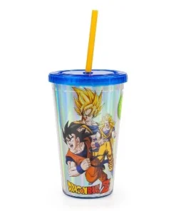 Just Funky Dragon Ball Z Collectibles | Holographic Travel Cup with Straw | 16 oz