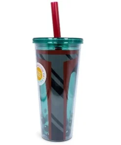 Silver Buffalo Star Wars Boba Fett Plastic Carnival Cup with Lid and Straw | 24 Ounces