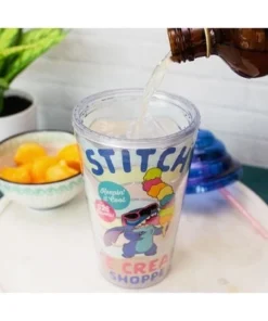Silver Buffalo Disney Lilo & Stitch Ice Cream Shoppe Acrylic Carnival Cup with Lid and Straw -Water Bottles Sales unnamed file 1603