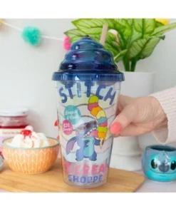 Silver Buffalo Disney Lilo & Stitch Ice Cream Shoppe Acrylic Carnival Cup with Lid and Straw -Water Bottles Sales unnamed file 1604