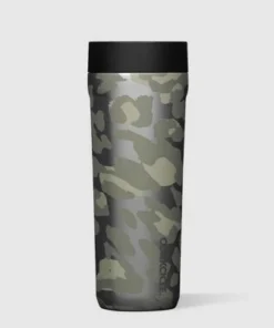 Corkcicle Commuter Cup 17 Ounce Insulated Stainless Steel Spill Proof Travel Coffee Mug with Sip Lid for Hot and Cold Drinks, Snow Leopard