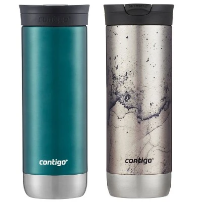 Contigo Huron 2.0 Stainless Steel Travel Mug with SNAPSEAL Lid 2-Pack Blue Corn/acid Wash 4 Contigo Huron 2.0 Stainless Steel Travel Mug with SNAPSEAL Lid 2-Pack Blue Corn/acid Wash - Image 2