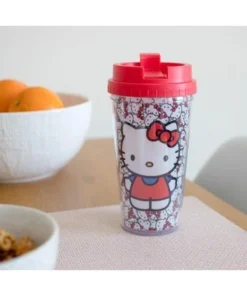 Silver Buffalo Hello Kitty All-Over Faces 16oz Double Wall Plastic Travel Mug -Water Bottles Sales unnamed file 2225