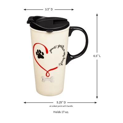Evergreen Paw Prints Dog Ceramic Travel Coffee Mug, 17 ounces 3 Evergreen Paw Prints Dog Ceramic Travel Coffee Mug, 17 ounces