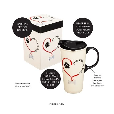 Evergreen Paw Prints Dog Ceramic Travel Coffee Mug, 17 ounces 5 Evergreen Paw Prints Dog Ceramic Travel Coffee Mug, 17 ounces - Image 3