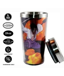 Just Funky Naruto Foil Print Uchiha Sasuka 19oz Steel Travel Mug