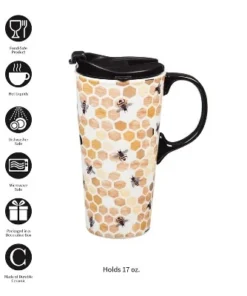 Evergreen Ceramic Travel Cup w/box, 17 OZ., Happy to bee home -Water Bottles Sales unnamed file 2309