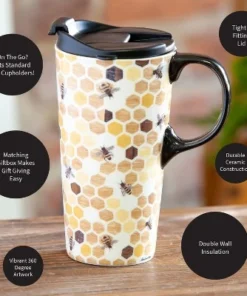 Evergreen Ceramic Travel Cup w/box, 17 OZ., Happy to bee home -Water Bottles Sales unnamed file 2311