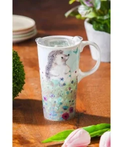 Evergreen Ceramic Travel Cup, 17 OZ. ,w/box and Tritan Lid, Headgehog in the meadow -Water Bottles Sales unnamed file 2320