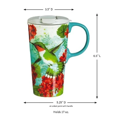 Evergreen Hummingbird Trio Ceramic Travel Coffee Mug, 17 ounces 3 Evergreen Hummingbird Trio Ceramic Travel Coffee Mug, 17 ounces