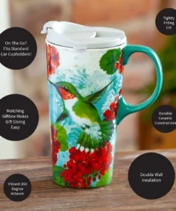 Evergreen Hummingbird Trio Ceramic Travel Coffee Mug, 17 ounces 9 Evergreen Hummingbird Trio Ceramic Travel Coffee Mug, 17 ounces -Water Bottles Sales unnamed file 2434