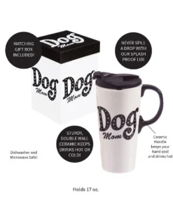 Evergreen Ceramic Travel Cup w/Box, 17 oz., Dog Mom -Water Bottles Sales unnamed file 2514