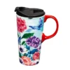 Evergreen Beautiful Through the Garden Gate Ceramic Travel Cup - 5 x 7 x 4 Inches