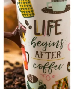 Evergreen Ceramic Travel Cup, 17 OZ.,w/box and Tritan Lid, Life Begins After Coffee -Water Bottles Sales unnamed file 2552