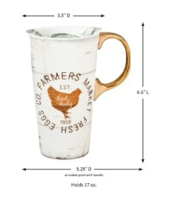 Evergreen Ceramic Travel Cup w/box and Triton Lid, 17 OZ., Farmers Market