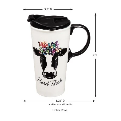 Evergreen Ceramic Travel Cup, 17 OZ. ,w/box, Herd That 3 Evergreen Ceramic Travel Cup, 17 OZ. ,w/box, Herd That