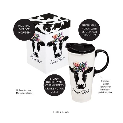 Evergreen Ceramic Travel Cup, 17 OZ. ,w/box, Herd That 5 Evergreen Ceramic Travel Cup, 17 OZ. ,w/box, Herd That - Image 3
