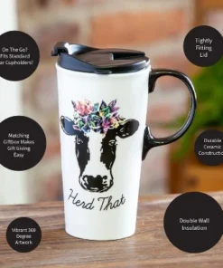 Evergreen Ceramic Travel Cup, 17 OZ. ,w/box, Herd That 10 Evergreen Ceramic Travel Cup, 17 OZ. ,w/box, Herd That -Water Bottles Sales unnamed file 2580