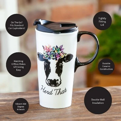 Evergreen Ceramic Travel Cup, 17 OZ. ,w/box, Herd That 6 Evergreen Ceramic Travel Cup, 17 OZ. ,w/box, Herd That - Image 4