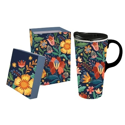 Evergreen Ceramic Travel Cup, 17 OZ. ,w/box, Folky Fun 4 Evergreen Ceramic Travel Cup, 17 OZ. ,w/box, Folky Fun - Image 2