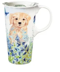 Evergreen Ceramic Travel Cup, 17 OZ. ,w/box and Tritan Lid, Puppies in the meadow -Water Bottles Sales unnamed file 2600