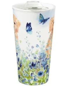 Evergreen Ceramic Travel Cup, 17 OZ. ,w/box and Tritan Lid, Puppies in the meadow -Water Bottles Sales unnamed file 2601