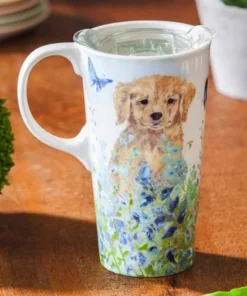 Evergreen Ceramic Travel Cup, 17 OZ. ,w/box and Tritan Lid, Puppies in the meadow -Water Bottles Sales unnamed file 2602