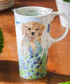 Evergreen Ceramic Travel Cup, 17 OZ. ,w/box and Tritan Lid, Puppies in the meadow -Water Bottles Sales unnamed file 2603