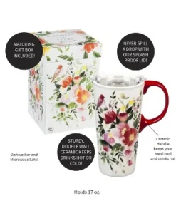 Evergreen Flag Ceramic Travel Cup, 17 OZ. ,w/box and Tritan Lid, Happy Life -Water Bottles Sales unnamed file 2646