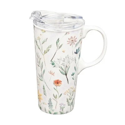 Evergreen Beautiful Bouquet of Wildflowers Ceramic Travel Cup - 5 x 7 x 4 Inches 3 Evergreen Beautiful Bouquet of Wildflowers Ceramic Travel Cup - 5 x 7 x 4 Inches