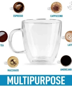 Zulay Kitchen Double Wall Insulated Clear Glass Espresso Cups, set-of-2 (5.4oz) -Water Bottles Sales unnamed file 2676