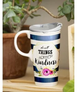 Evergreen Ceramic Travel Cup, 17 Oz., w/ box, Do All Things With Kindness -Water Bottles Sales unnamed file 2695