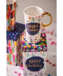 Evergreen Beautiful Birthday Confetti Ceramic Travel Cup with Lid - 5 x 4 x 7 Inches -Water Bottles Sales unnamed file 2714