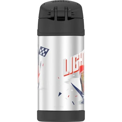 Thermos 12oz FUNtainer Water Bottle with Bail Handle - Black Cars 4 Thermos 12oz FUNtainer Water Bottle with Bail Handle - Black Cars - Image 2