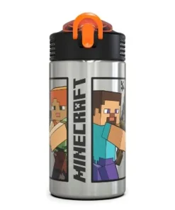 Zak Designs Kids Stainless Steel 15 oz. Durable Water Bottle Spout Cover Push Action Lid BPA-Free -Water Bottles Sales unnamed file 3994