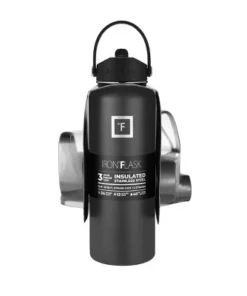 IRON FLASK 40oz Wide Mouth Sports Water Bottle - 3 Lids, Leak Proof, Double Walled Vacuum Insulated Midnight Black