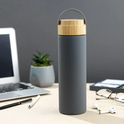 JoyJolt Glass Water Bottle with Carry Strap & Non Slip Silicone Sleeve - 20 oz - Grey 3 JoyJolt Glass Water Bottle with Carry Strap & Non Slip Silicone Sleeve - 20 oz - Grey