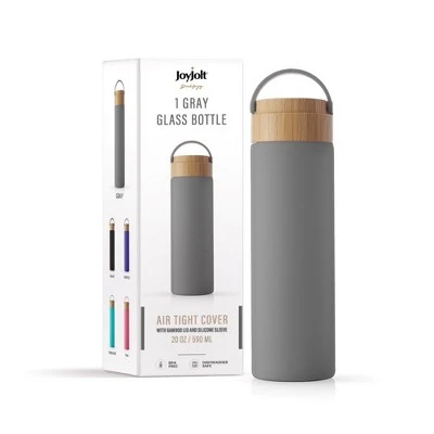 JoyJolt Glass Water Bottle with Carry Strap & Non Slip Silicone Sleeve - 20 oz - Grey 8 JoyJolt Glass Water Bottle with Carry Strap & Non Slip Silicone Sleeve - 20 oz - Grey - Image 6
