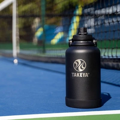 Takeya 64oz Actives Insulated Stainless Steel Water Bottle with Sport Spout Lid and Extra Large Carry Handle Black 4 Takeya 64oz Actives Insulated Stainless Steel Water Bottle with Sport Spout Lid and Extra Large Carry Handle Black - Image 2
